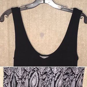 Black Dress with white patterned bar